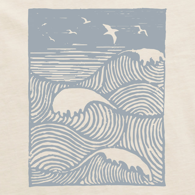 Product image for "Women's Woodblock Ocean Scene Short Sleeve Crusher Boxy Tee" ||116514_2